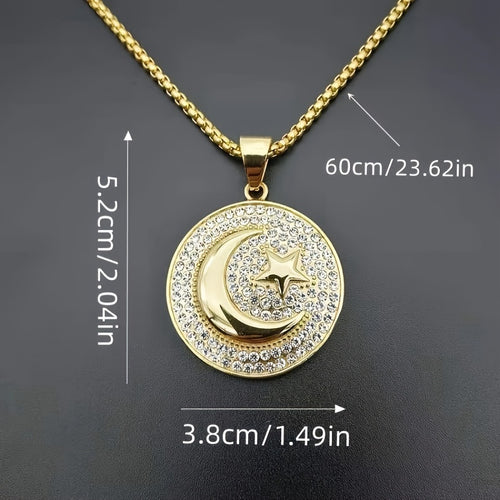 1pc Muslim Crescent and Star Islamic Necklace Amulet Islamic Jewelry Gift for Friends