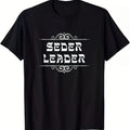 Men's Jewish Festival Seder Leader T-Shirt - Funny Hebrew Lettering & Haggadah Design, Loose Fit Casual Streetwear Short Sleeve Round Neck, with Print for Passover Seder Party Gift, Plus Size