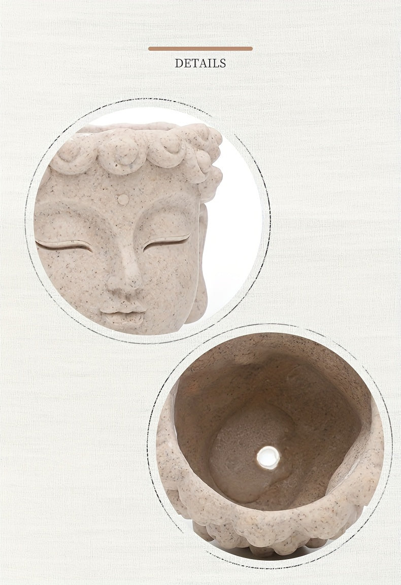 Zen-Inspired Buddha Head Succulent Planter - Resin Cactus Pot for Home & Office Decor, Versatile Indoor/Outdoor Flower Vase, Unique Bonsai Craft Gift
