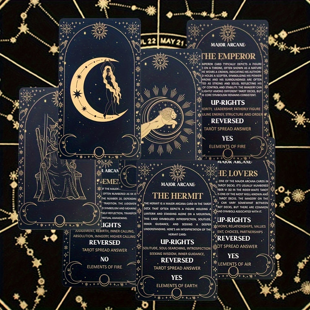 78-Card Tarot Deck for Beginners with Meanings - Pocket-Sized Divination Cards, Fortune Telling Party Game for Ages 14+ - Durable Paper Material, Guide Included