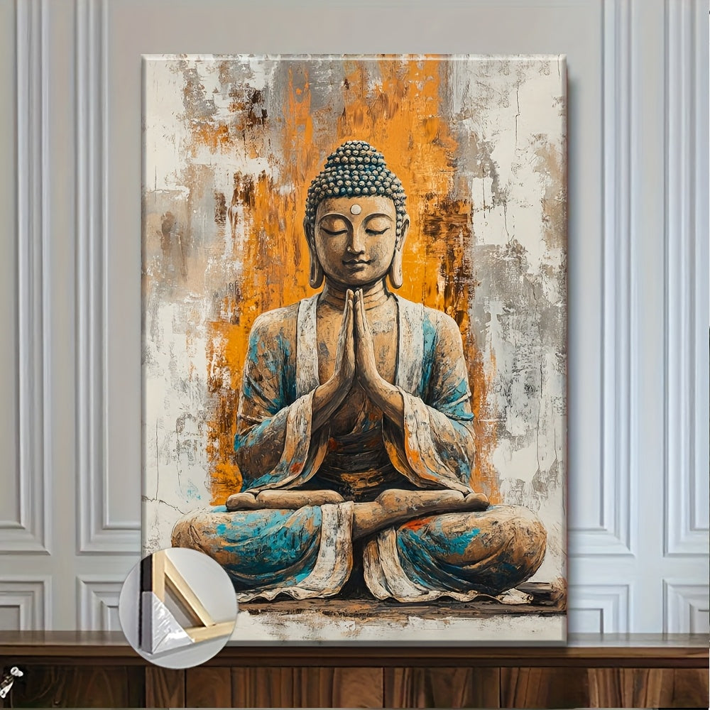 1pc Buddha Meditation Painting Canvas Print Poster with Wood Frame - Valentine'S Day Gift Room Decor Bedroom Decor Wall Decor Bathroom Decor Home Decor