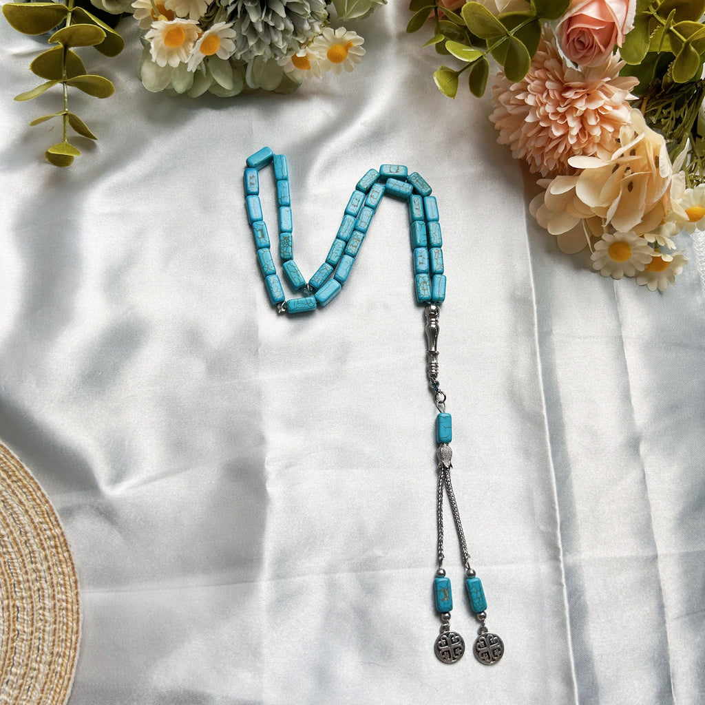 Simple Classic Style Stone Prayer Beads, Unplated Rectangle Bead Tasbih, Muslim Daily & Festival Occasion Handheld Counter - No Mosaic, All-Season