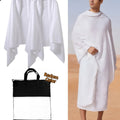 [Muslim Prayer Towel Set] 2pcs/1set Muslim Men's Prayer Towel Adult White Arab Traditional Towel Islamic Pilgrimage Towel Prayer Shawl with Tassels Men's Clothing Gift White Eid al-Fitr Gift Comes with Exquisite Storage Bag 4