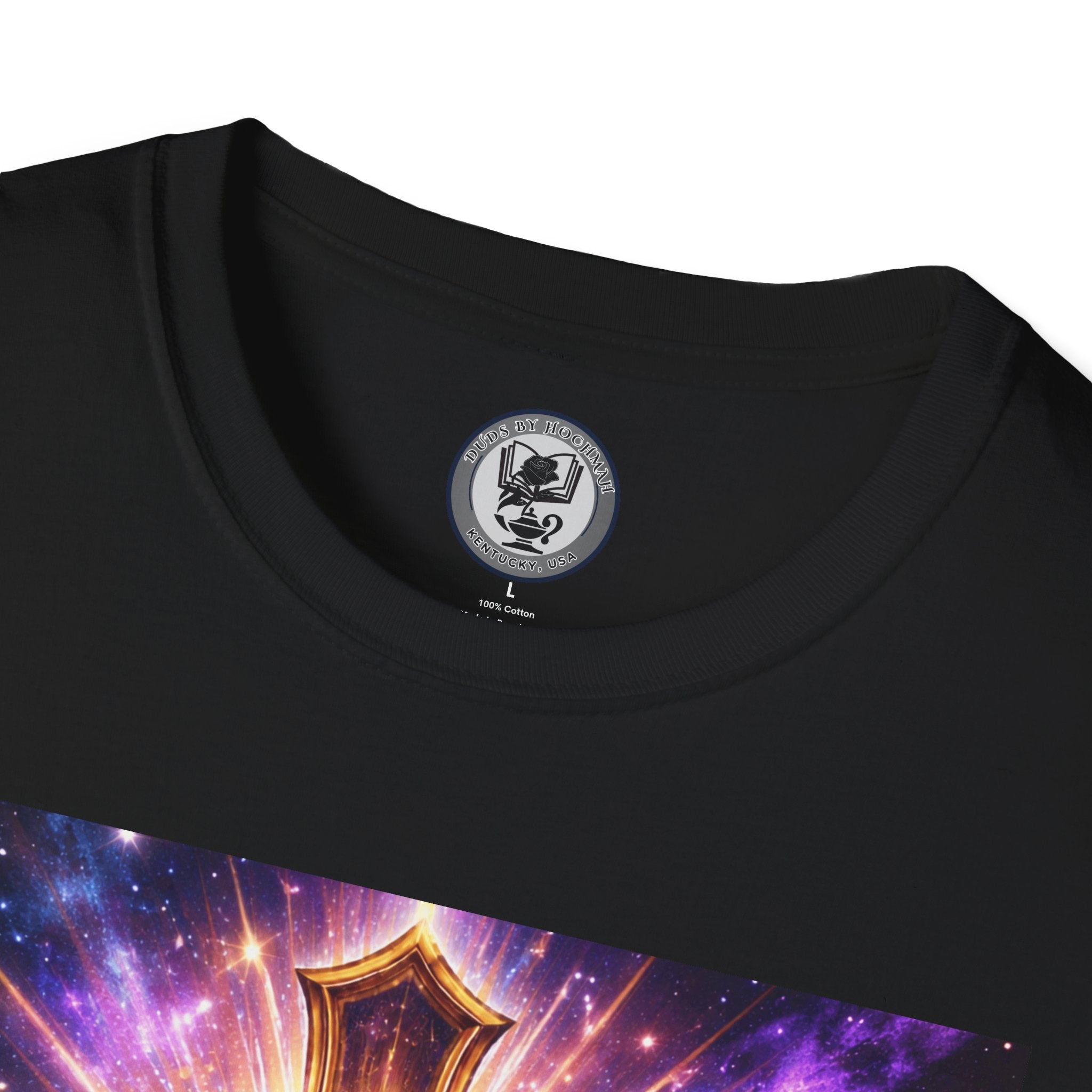 Cosmic Rose Cross T-Shirt — Rosicrucian Spiritual Floral Cross Graphic Tee
