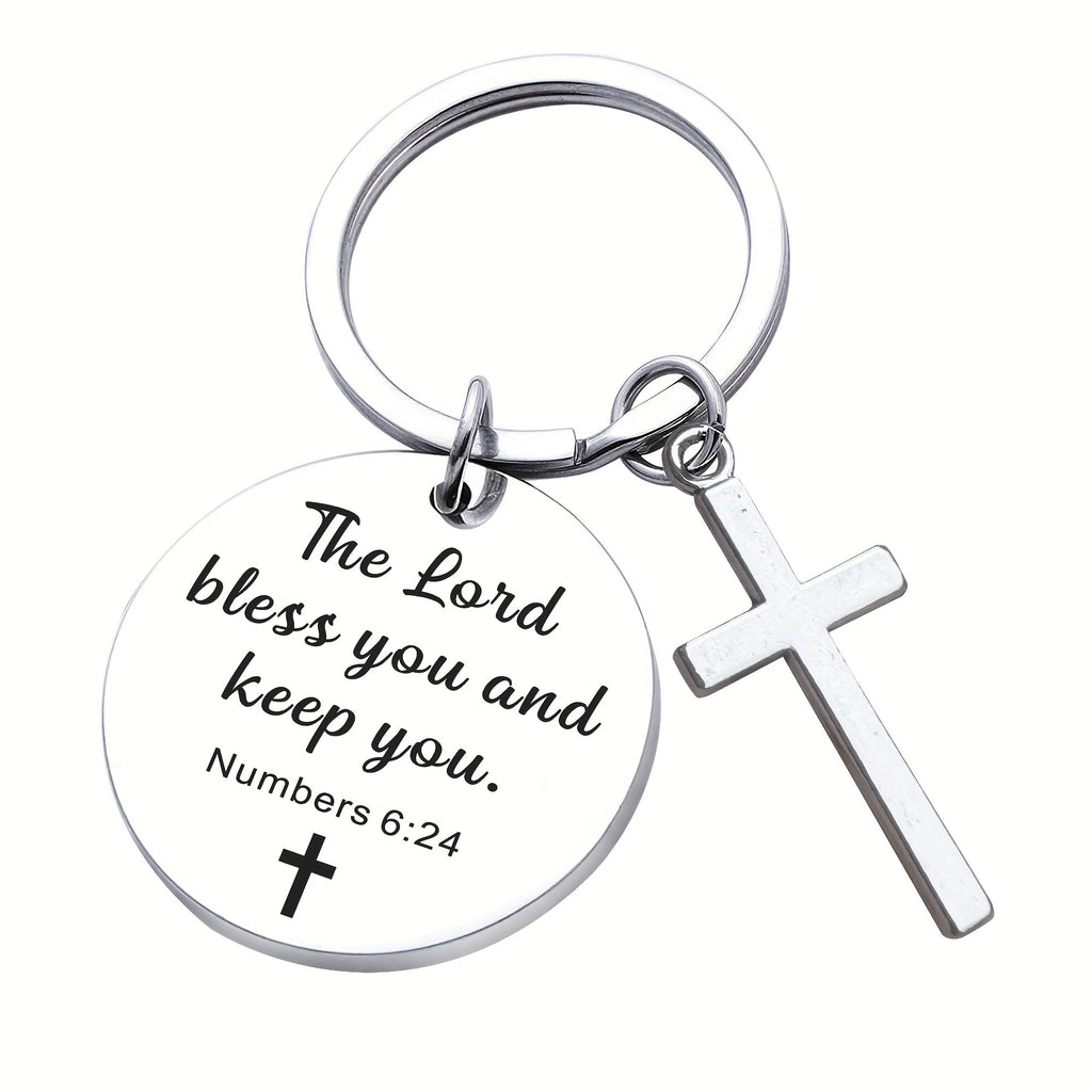 Bible Verse Cross Keychain Christian Metal Key Ring Purse Bag Backpack Car Key Charm Clothing Accessory Christmas Gift
