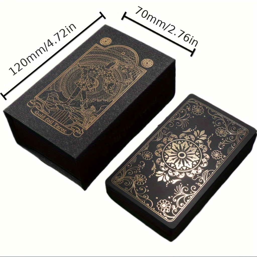 78 Black Golden Colorful Golden Foil Tarot Cards Stamping Plastic PVC Waterproof Tarot Board Games Black Cool Stamping