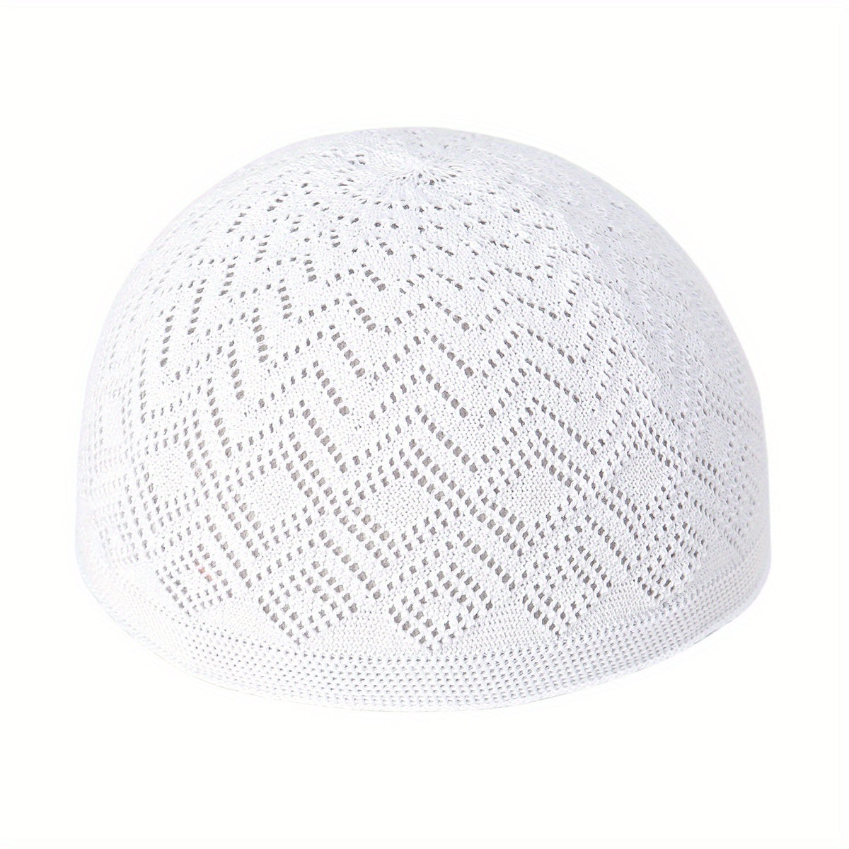 2pcs/Set Men'S Muslim Kufi Cap, Breathable Knitted Polyester Prayer Hat, Lightweight Middle Eastern Arab Traditional Headwear, Adjustable Toggle Closure, Machine Washable, Ramadan Celebration