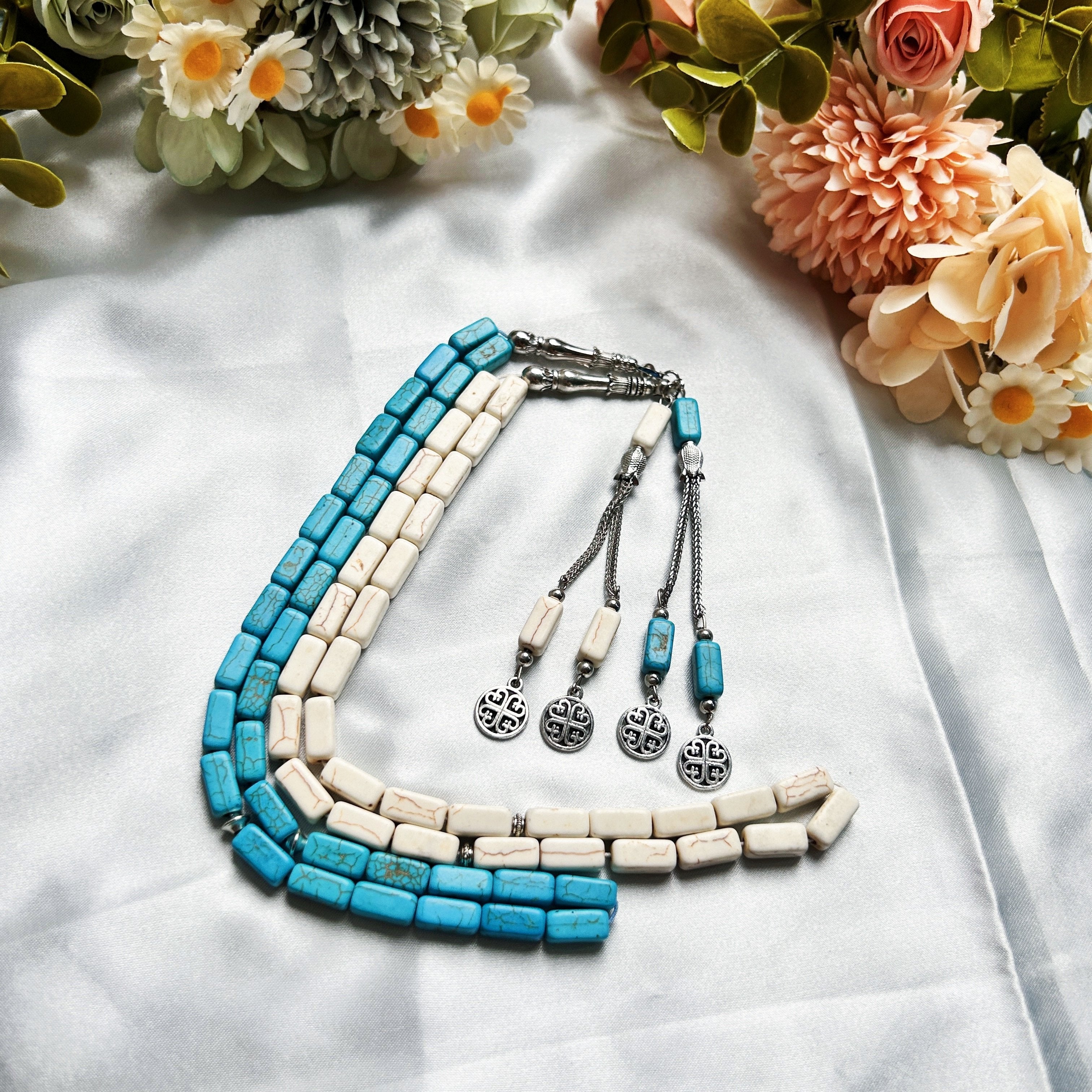 Simple Classic Style Stone Prayer Beads, Unplated Rectangle Bead Tasbih, Muslim Daily & Festival Occasion Handheld Counter - No Mosaic, All-Season