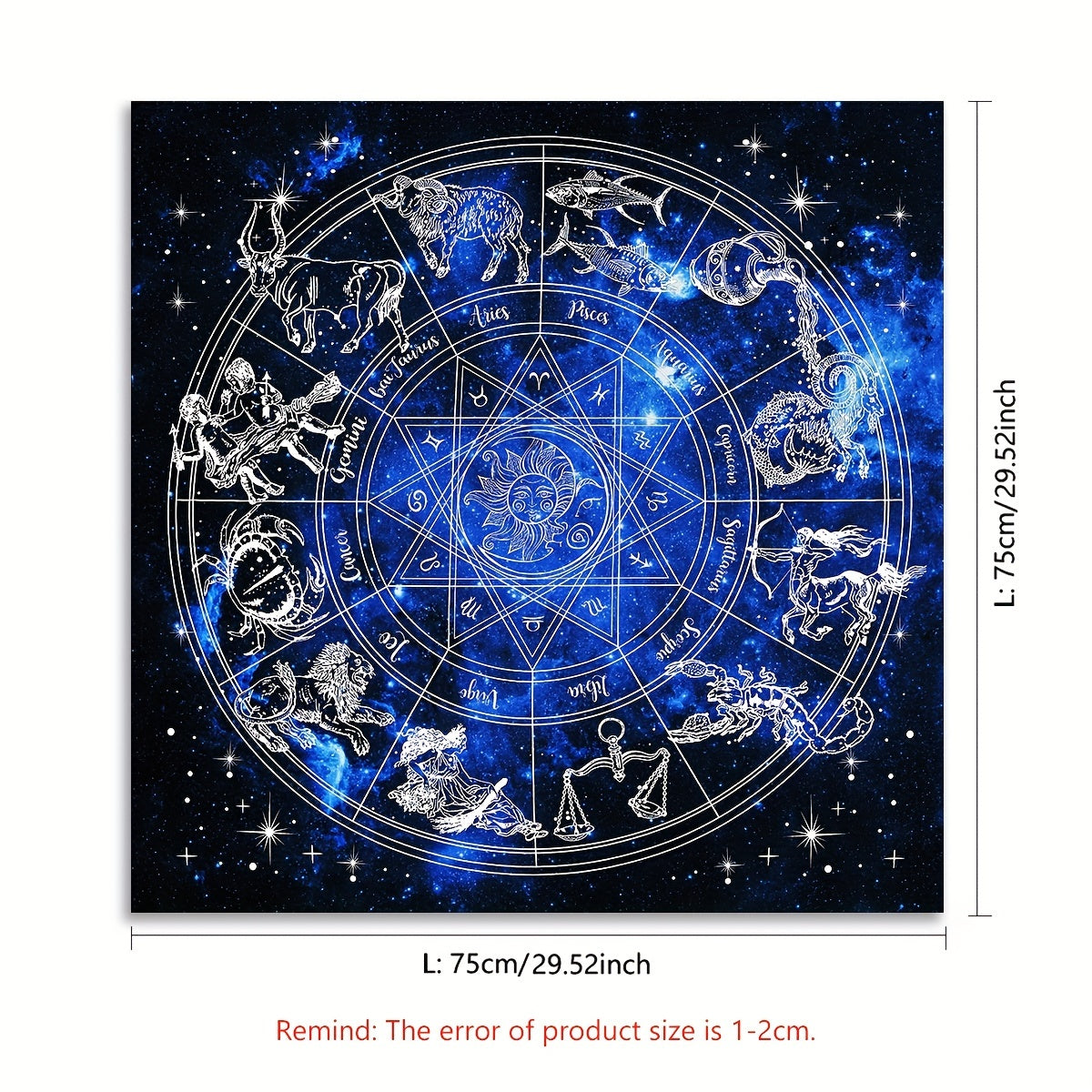 Astrology Themed Polyester Tarot Card Tablecloth, 12 Constellations Starry Sky Design, Witchcraft Oracle Cards Pad for Reading, Room Decor, Fits Various Holidays & Occasions, Non-Electric, Featherless