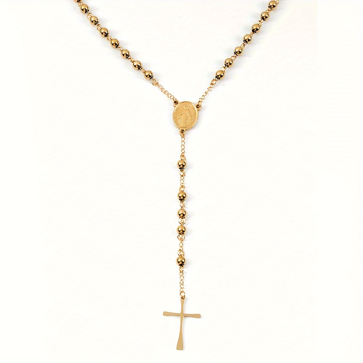Religion Christian Stainless steel necklace For Women Virgin Mary Jesus Cross pendant Long beads chains Fashion Jewelry