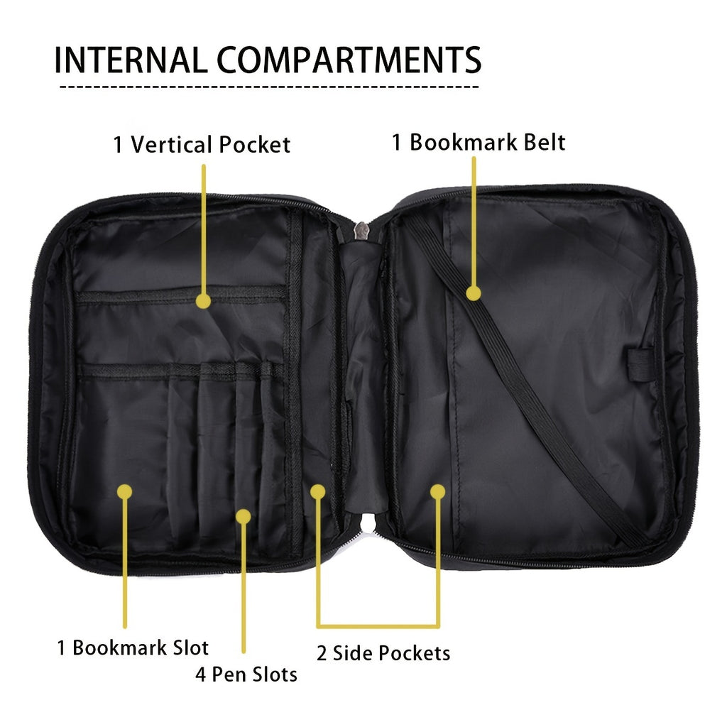 1pc Black Fashion Simple Islamic Calligraphy All-match Printing Quran Bag, Muslim Handbag, Multifunctional Large-capacity Storage Bag Suitable For Daily Use, For Learning, Outdoors And Daily Commuting