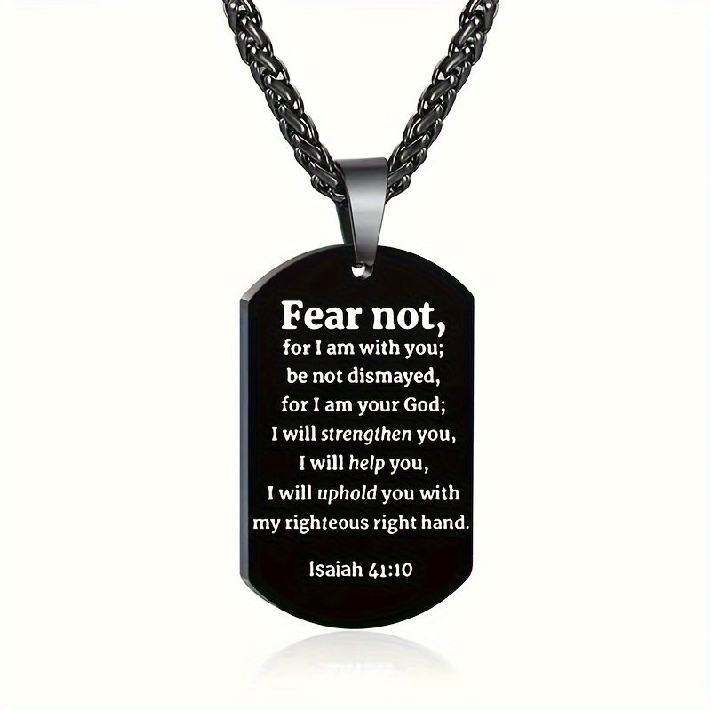 Funky Christian Dog Tag Necklace - Uncoated Stainless Steel with Laser Engraved Bible Verses - Suitable for Everyday Wear