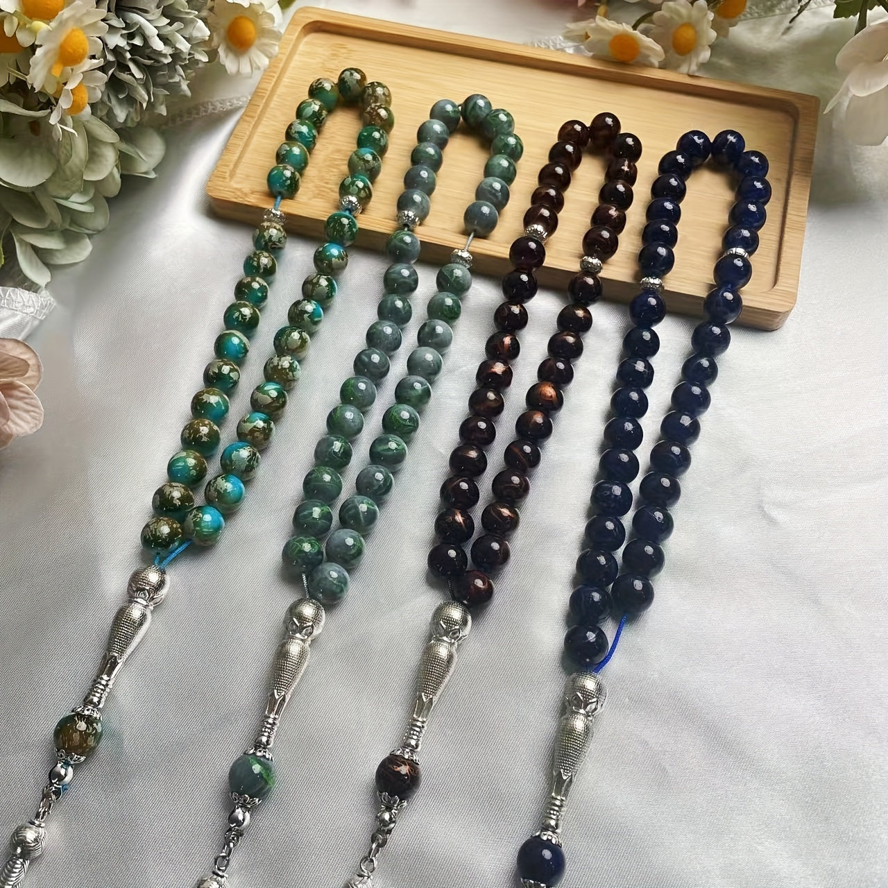 Single Spike Flower Color Round Bead Bracelet Muslim Prayer Tasbih Daily Arabic