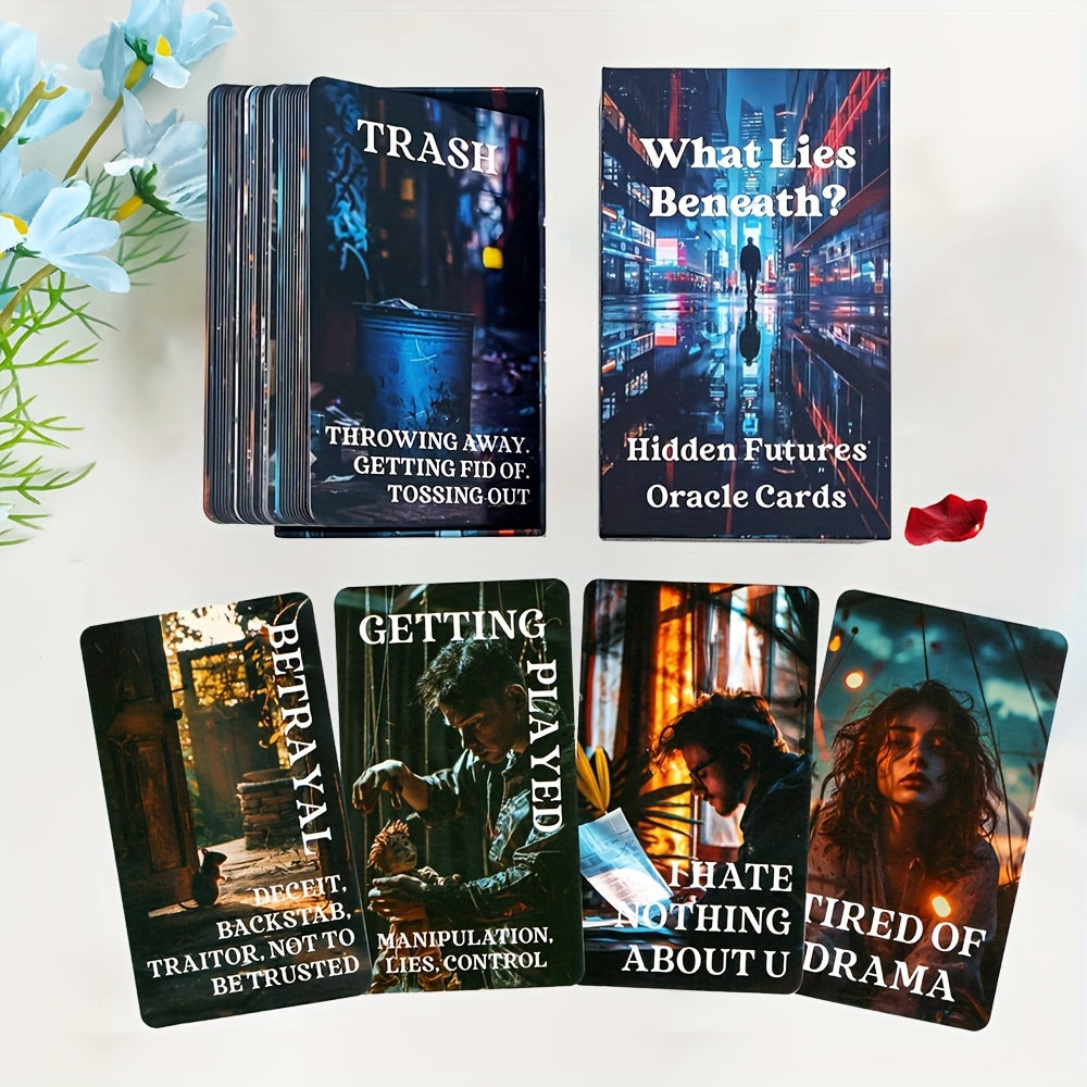 Hidden Lies Oracle Cards Deck - Divination Tool for Fortune Telling, Insight and Secret Revelation - Card Stock Material with Detailed Guide for Beginners, Teens & Adults Age 14+ - Mystical Tarot-Inspired Game Accessory