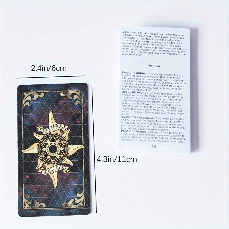 1set 78 Tarot Cards with Guide Book, Black Tarot Deck Gift Set with Tarot Cloth, Chakra Stones and More, Tarot Cards Deck Fortune Telling Game Craft Cardboard for Beginners and Expert Readers