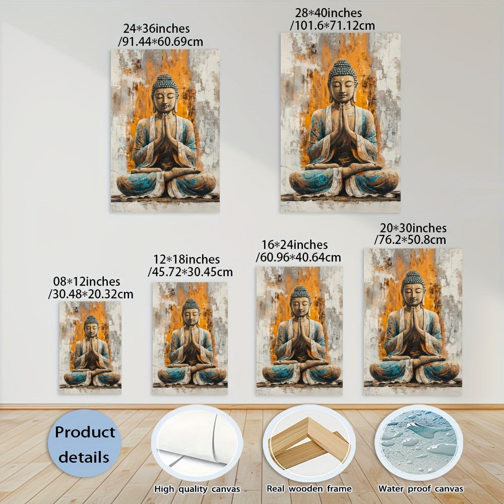 1pc Buddha Meditation Painting Canvas Print Poster with Wood Frame - Valentine'S Day Gift Room Decor Bedroom Decor Wall Decor Bathroom Decor Home Decor