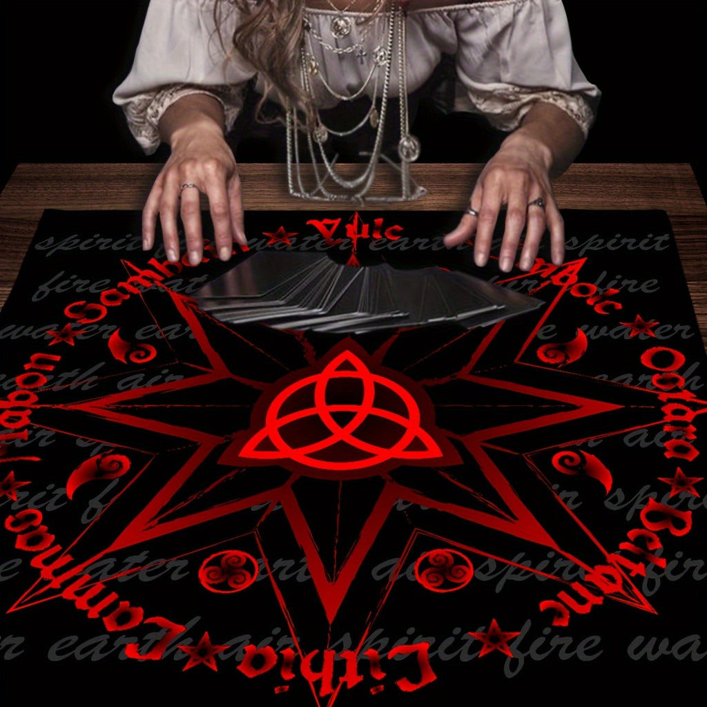 1pc Star Pattern Tarot Tablecloth, Polyester Fabric, 19.68"x19.68" / 29.52"x29.52" - Versatile, Holiday-Ready for Christmas, Halloween, Easter, Hanukkah, Thanksgiving, Perfect for Anniversary, Bachelor Party, Graduation, Bar/
