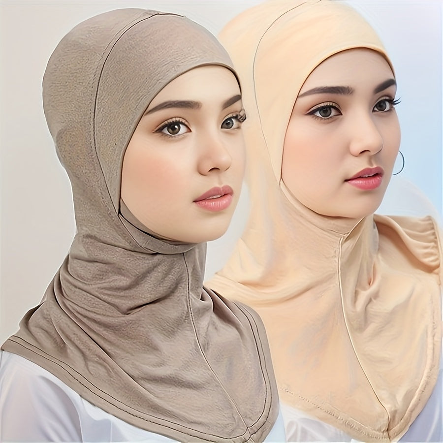 2pcs New Turban Cap Hijab Cap Ramadan Hat Hijab Thin Breathable Elastic Pullover Caps Elegant Style Muslim Head Wrap Gifts For Eid