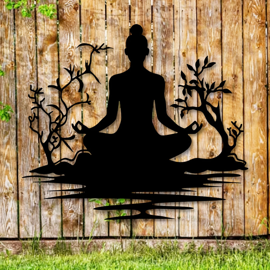 1pc Buddha Statue Metal Wall Art Suitable for Home, Office, Outdoor Zen Meditation Statue - Chakra Wall Decor, Yoga & Meditation Gift, Metal Buddha Art 15.7inx14in