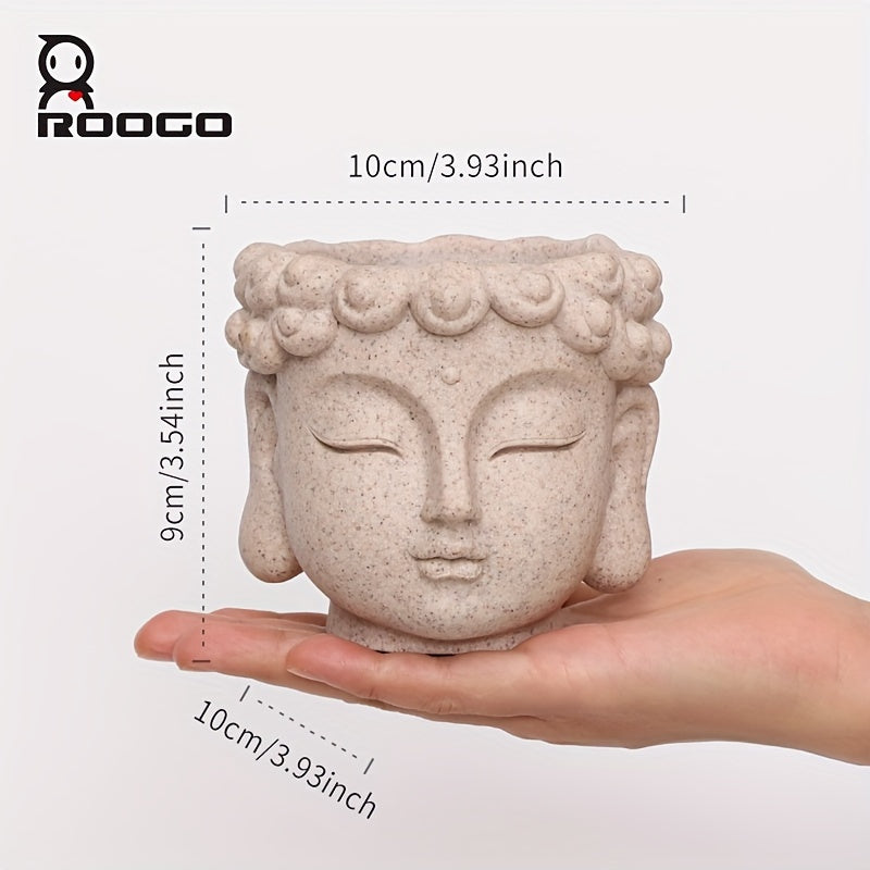 Zen-Inspired Buddha Head Succulent Planter - Resin Cactus Pot for Home & Office Decor, Versatile Indoor/Outdoor Flower Vase, Unique Bonsai Craft Gift