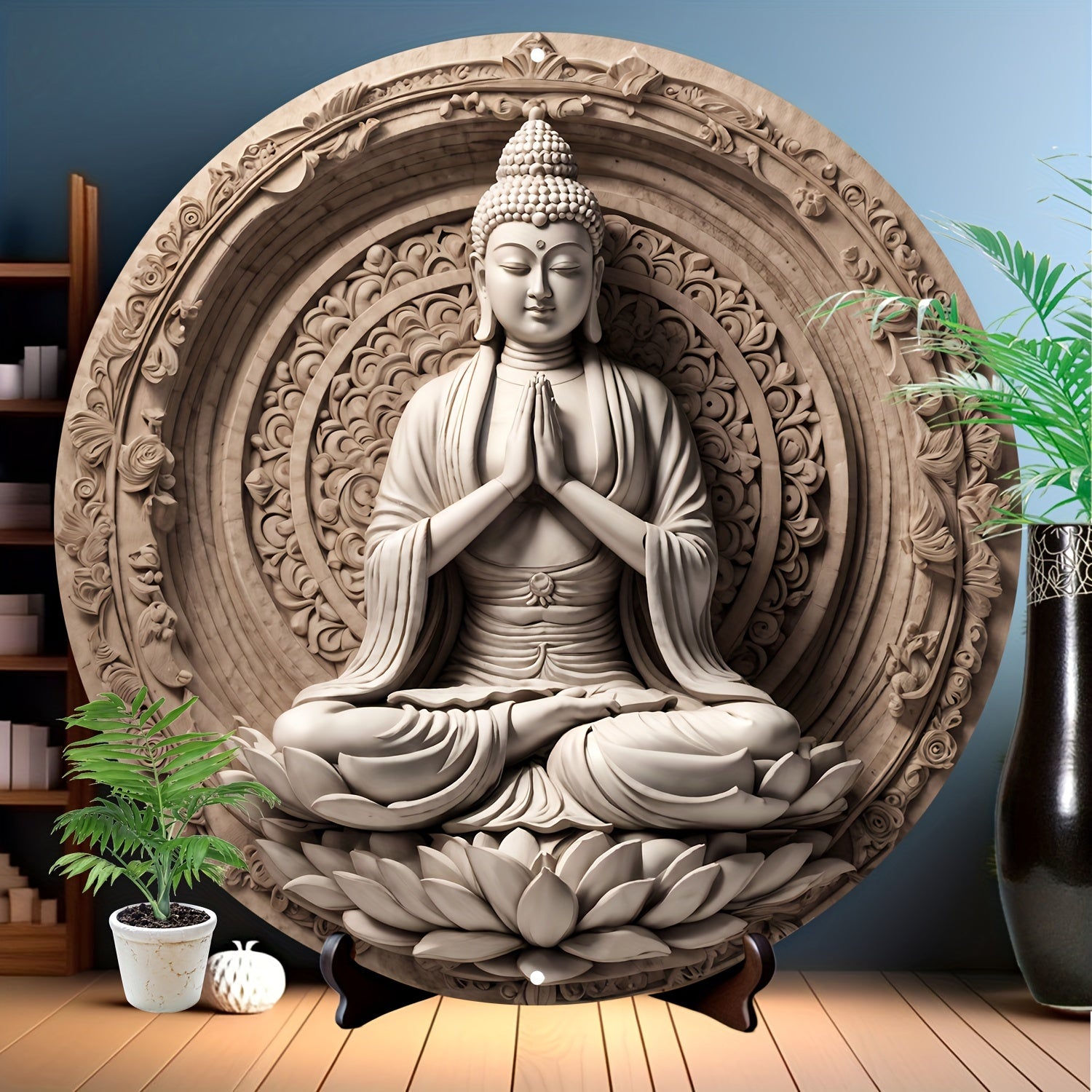 8X8" Buddha Bodhisattva Aluminum Wall Art - Unique Home & Bathroom Decor