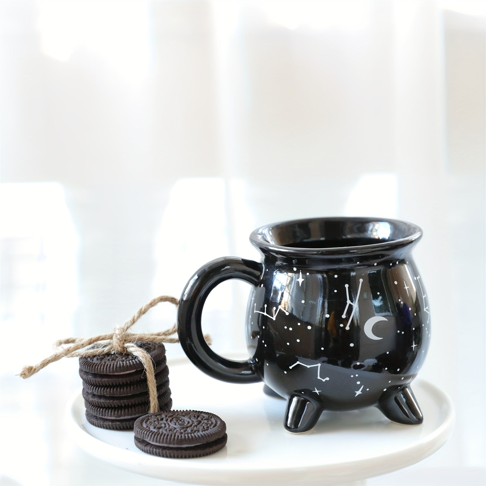1pc,Moon And Stars Coffee Mug,350ml/11.8oz Witch Brew Shaped Ceramic Coffee Cups, Divination Water Cups, Spooky Witch Coffee Cup for Adults & Youngsters, Perfect for Halloween or Witchy Tabletop Decor, Festive Beverage Mug |
