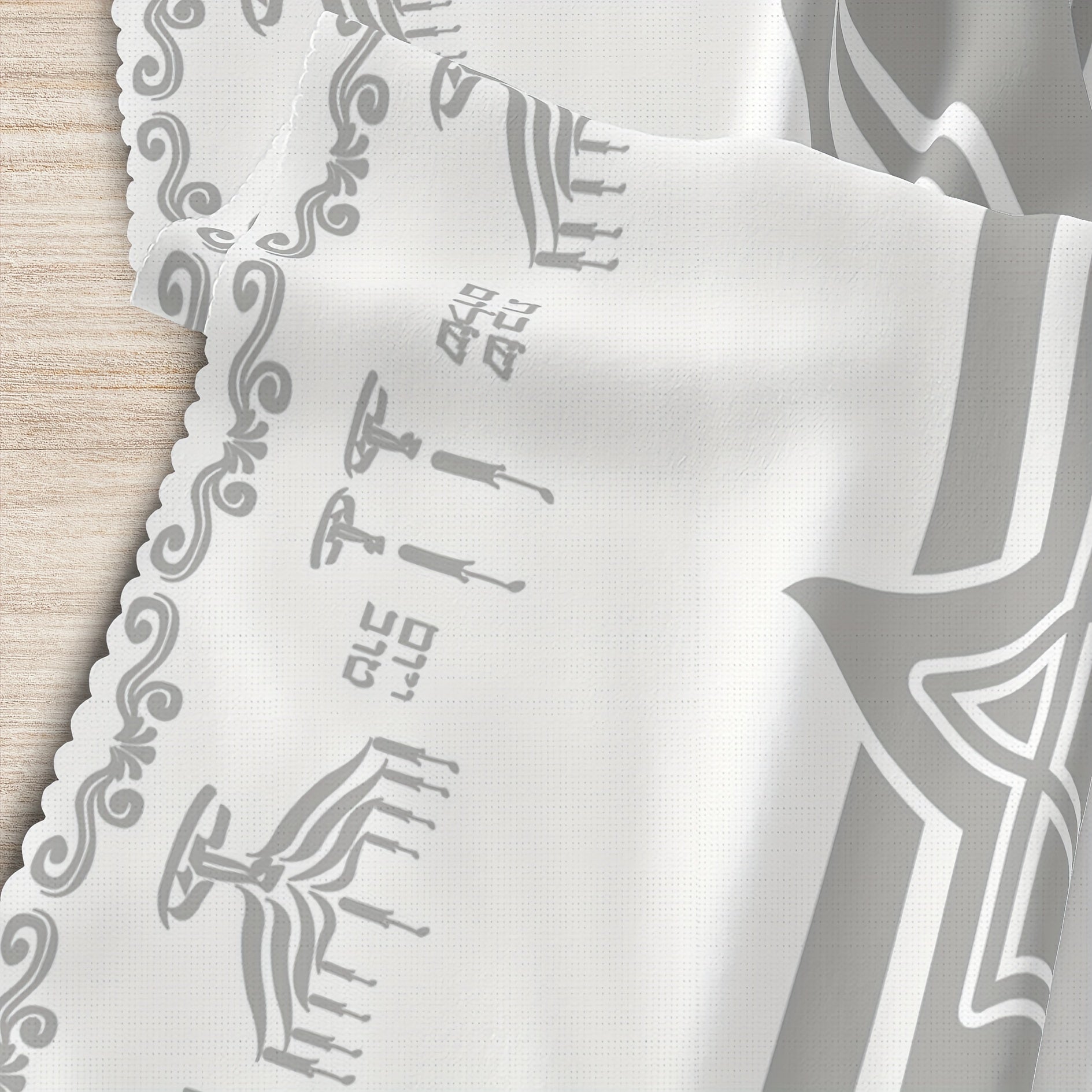 Silvery Hanukkah Tablecloth, Elegant White And Round Large Rectangle Size with Menorah Design for Passover, Shabbat Shalom And Jewish Festivals, Ideal for Indoor/ Outdoor Hanukkah Parties & Home Decorations