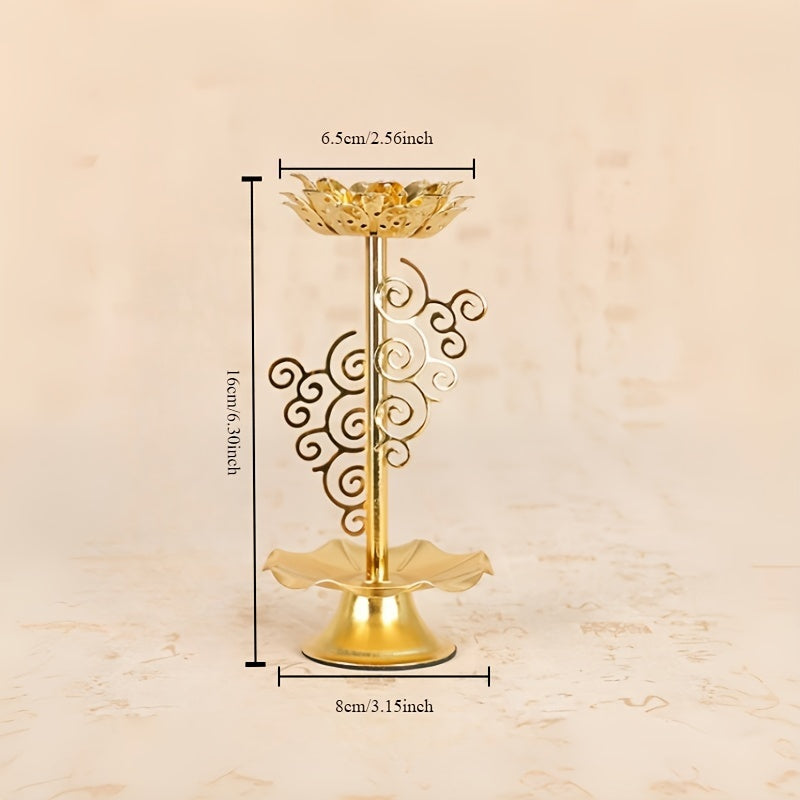 2pcs For Lotus Candle Holders for Buddha & Religious Temples - Elegant Metal Decorative Candlesticks for Home, Weddings, and Special Occasions