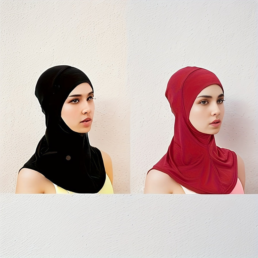 2pcs New Turban Cap Hijab Cap Ramadan Hat Hijab Thin Breathable Elastic Pullover Caps Elegant Style Muslim Head Wrap Gifts For Eid