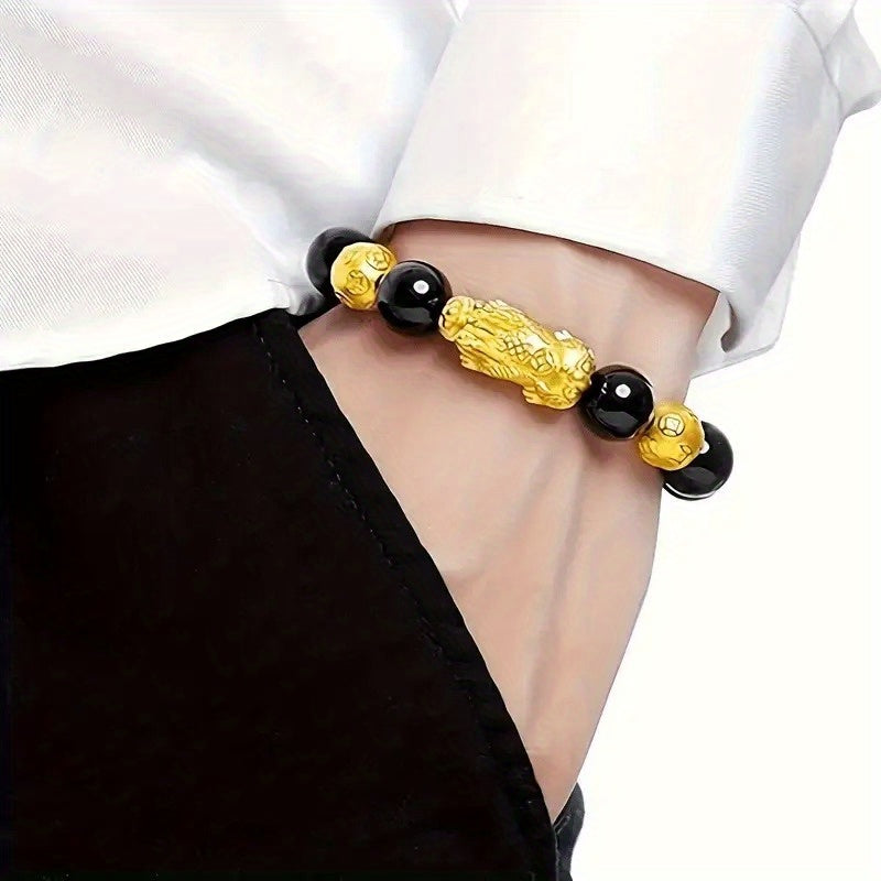 3pcs Feng Shui Lucky Bracelet Suitable for Men and Women Natural Stone Double Pixiu Design Bracelet for Wealth Attraction Obsidian Buddha Bead Six Character Mantra for Wealth Attraction Bracelet