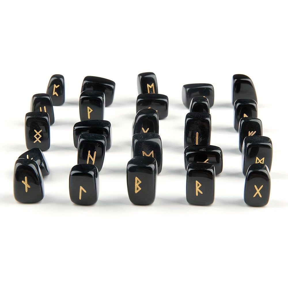 25pcs Crystal Stone Rune Stones Tumbled Engraved Lettering Crystal Set -Reiki Set