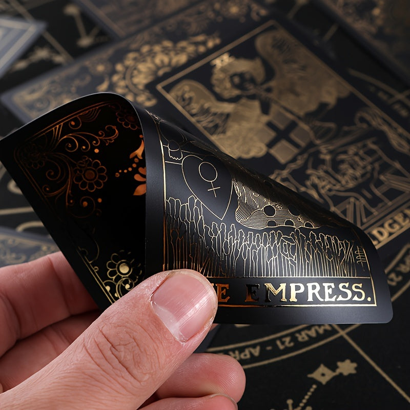 78 Black Golden Colorful Golden Foil Tarot Cards Stamping Plastic PVC Waterproof Tarot Board Games Black Cool Stamping