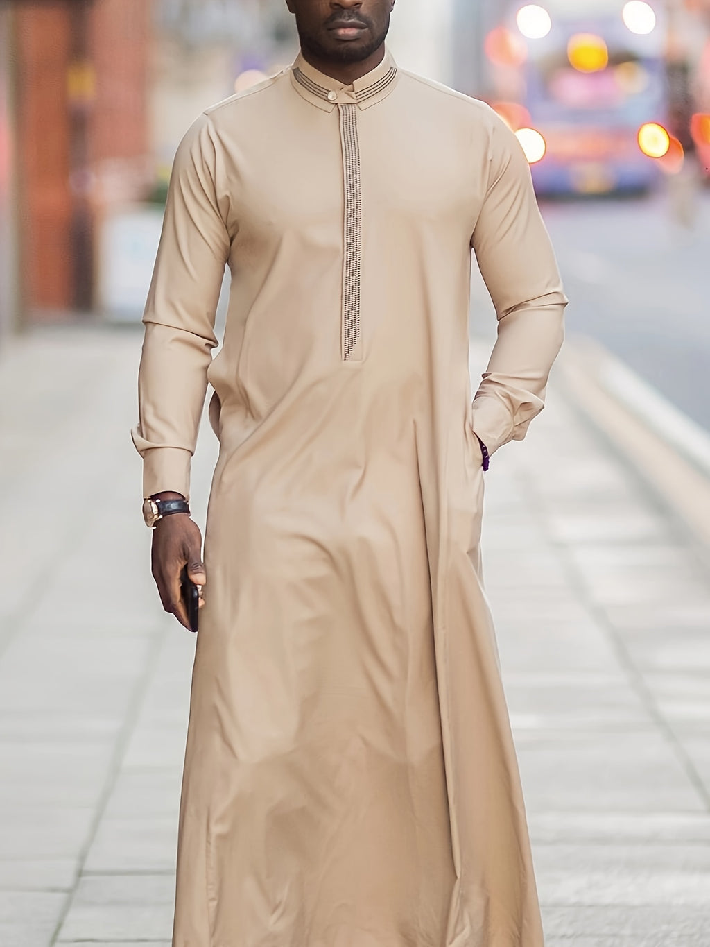Plus Size Men's Men's Robe Muslim Casual Embroidered Robe Islamic Men's Four Seasons Formal Classic Robe