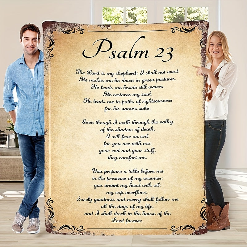 Psalm 23 Inspirational Flannel Throw Blanket - Soft, Warm & Versatile for All Seasons - Perfect Christian Gift for Office, Camping & Travel