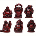 Feng Shui 2in Red Resin Laughing Buddha Statue Figurines Set of 6 BS001