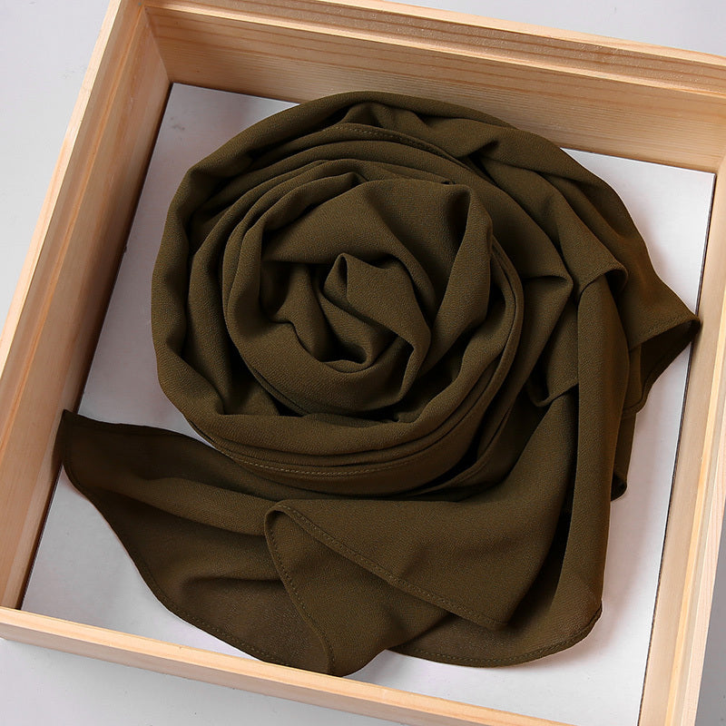 Large Rectangular Solid Color Chiffon Hijab Scarf with Elastic Band - Breathable & Lightweight, Perfect for Ramadan & Muslim Festivals, Easy to Wear as a Shawl or Wrap