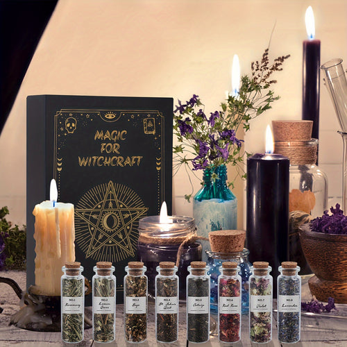 30pcs Dried Herbs And 1 Crystal Spoon Kit for Beginners Witchcraft Kit - Witchy Gifts, Wiccan Herbs And Supplies, Spell Kits for Witches - Altar Supplies Herbs for Wicca, Pagan Magic Spells, Rituals And Bath Soap/Candle Mothe