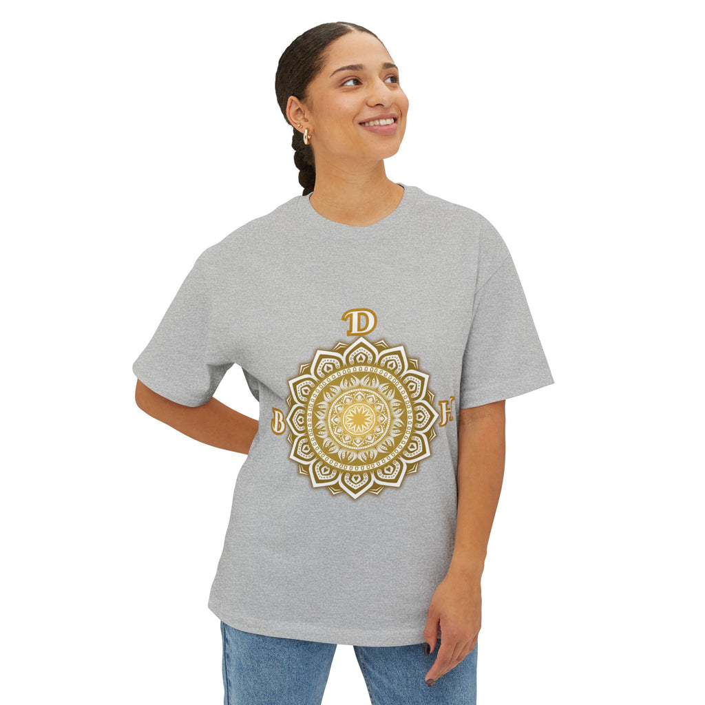 Duds By Hochmah Gold Mandala Unisex Oversized Boxy Tee