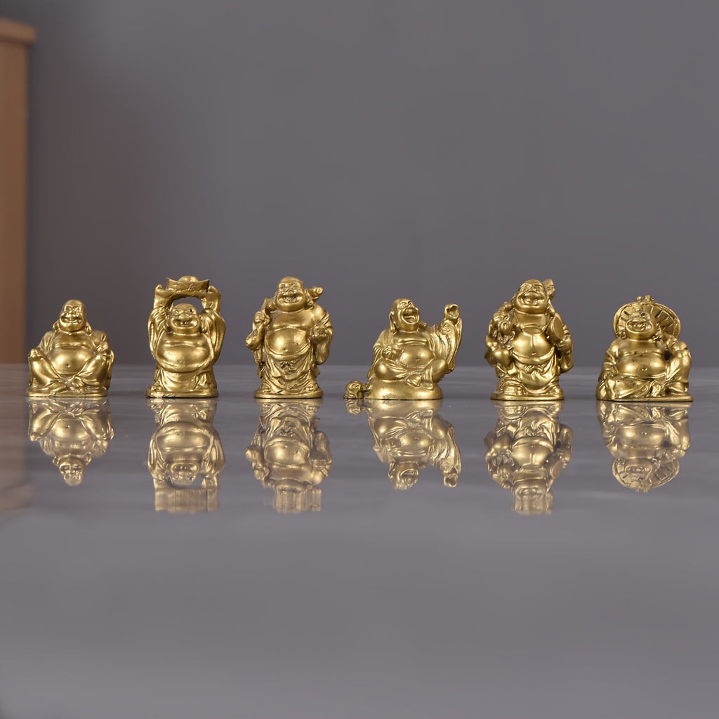 6pcs Antique Auspicious Buddha Statue Resin Ornament, Resin Ornament, Feng Shui Buddha Statue Ornament, Indoor Small Ornament, Car Small Ornament
