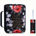 Floral Polyester Bible Cover with Handle, Carrying Organizer Bag, Christian Study Bible Case with Pockets and Bookmark - Protective Scripture Tote for Girls and Women