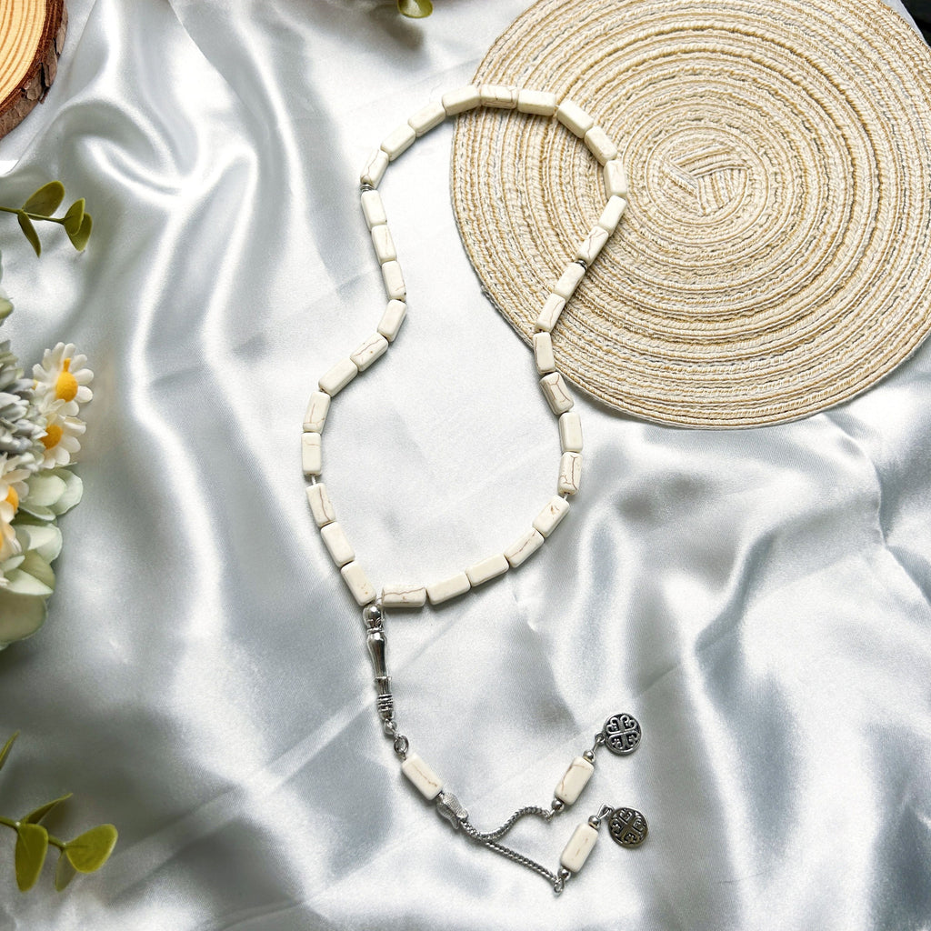 Simple Classic Style Stone Prayer Beads, Unplated Rectangle Bead Tasbih, Muslim Daily & Festival Occasion Handheld Counter - No Mosaic, All-Season