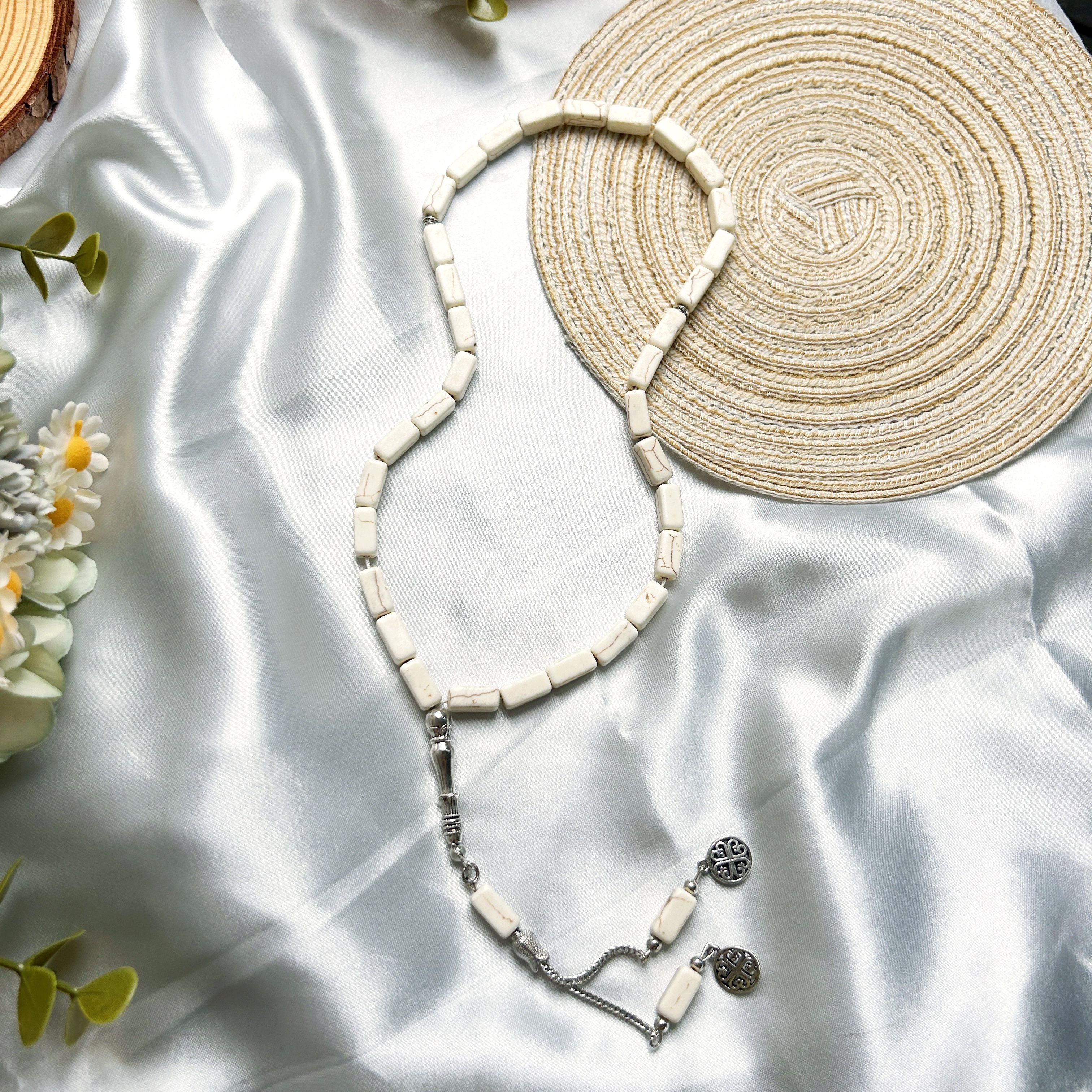 Simple Classic Style Stone Prayer Beads, Unplated Rectangle Bead Tasbih, Muslim Daily & Festival Occasion Handheld Counter - No Mosaic, All-Season