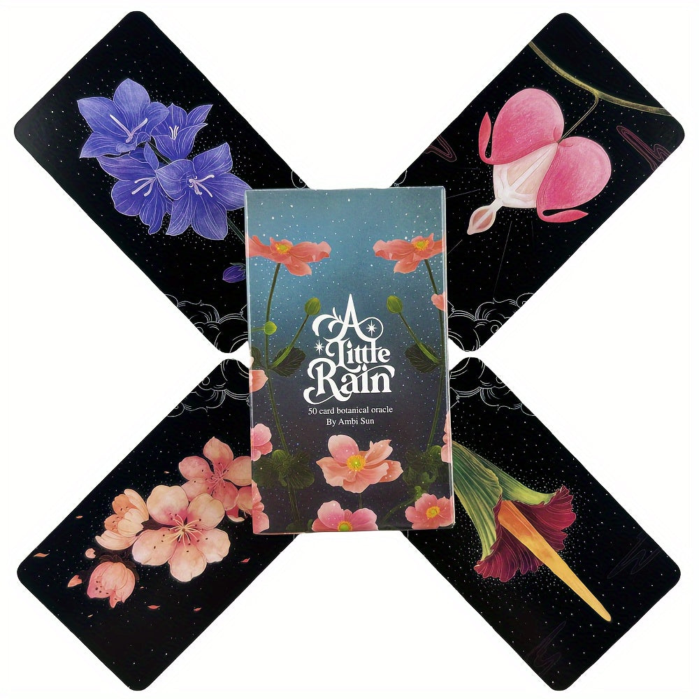 Botanical Oracle Cards - A Little Rain Theme, High-Quality Fortune Telling Tarot Deck for Parties & Leisure Games, 4.13x2.44in