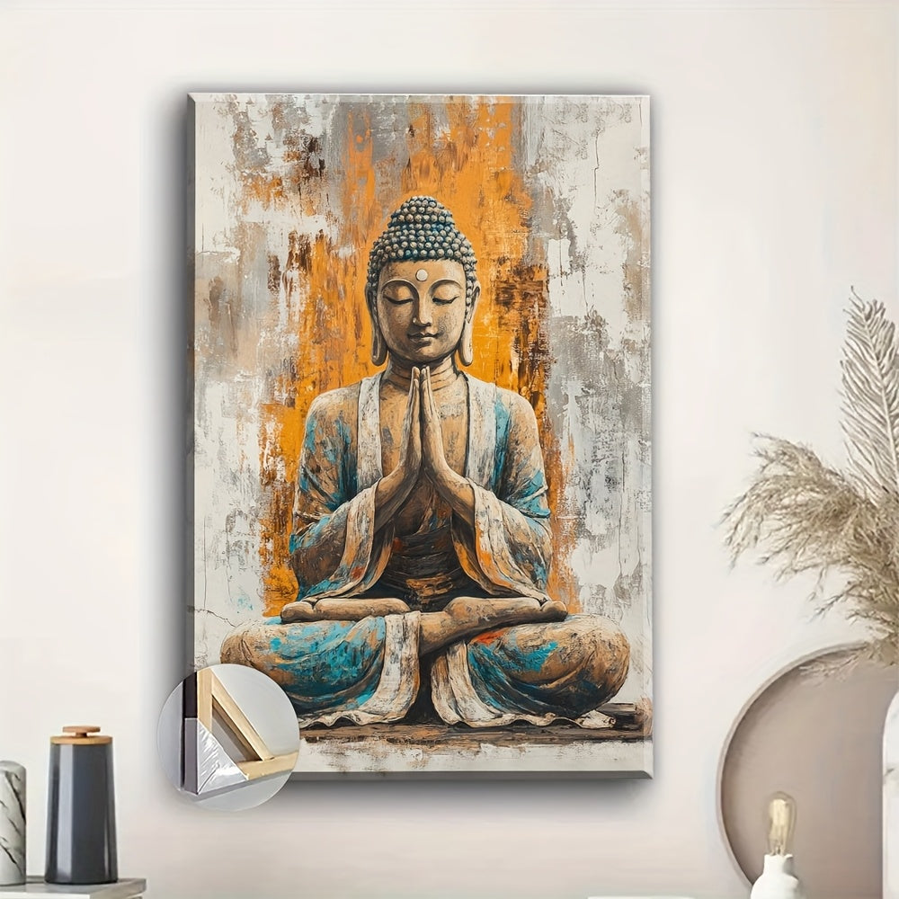 1pc Buddha Meditation Painting Canvas Print Poster with Wood Frame - Valentine'S Day Gift Room Decor Bedroom Decor Wall Decor Bathroom Decor Home Decor