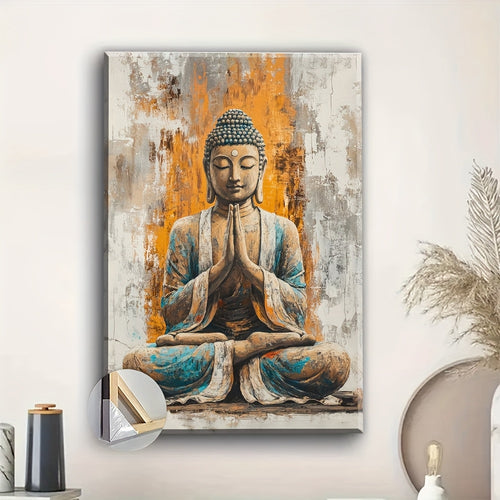 1pc Buddha Meditation Painting Canvas Print Poster with Wood Frame - Valentine'S Day Gift Room Decor Bedroom Decor Wall Decor Bathroom Decor Home Decor
