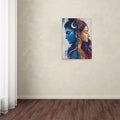 1pc Shiva & Shakti Hindu Gods Wall Art - 11.8x15.7 Inch (30x40cm) Indian Goddess Parvati & Shiva on Canvas with Wood Frame, Spiritual Diwali Decor, Ready-to-Hang Cultural for Living Room, Bedroom, Office - Hindu Deity, 2D Fla