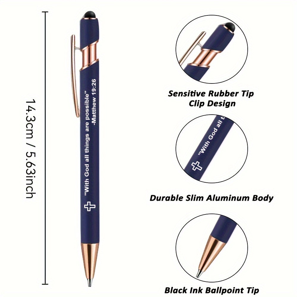 Christian Inspirational Bible Verses Ballpoint Pens - Pack of 10, Metal Retractable Medium Point Pens with Cross Icon, Encouraging Scripture Quotes, Perfect for Church, Gifts, & Personal Use, Age 14+