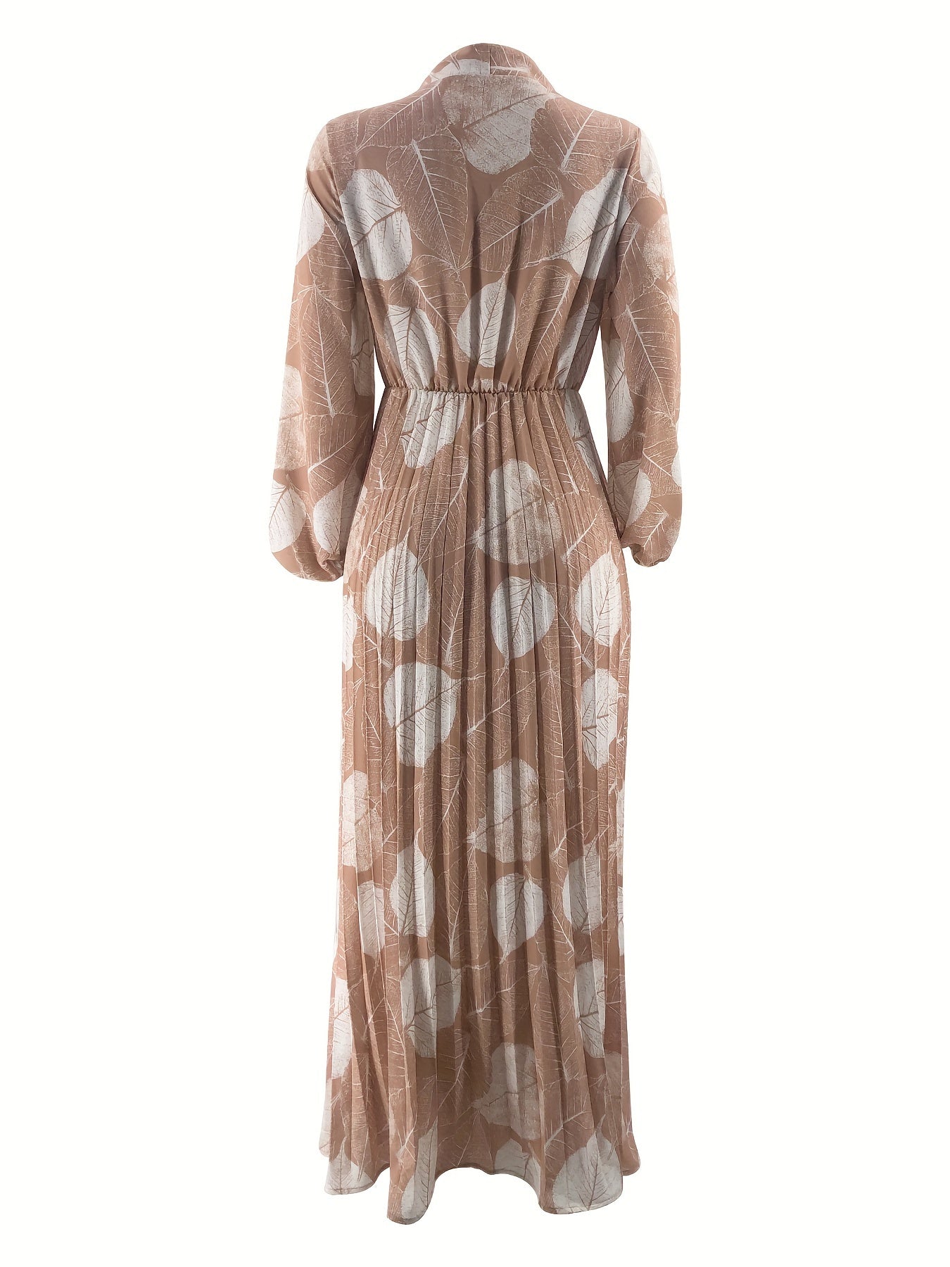 Women's Middle Eastern Muslim Print Pleated Waist Dress (Headscarf Not Included)