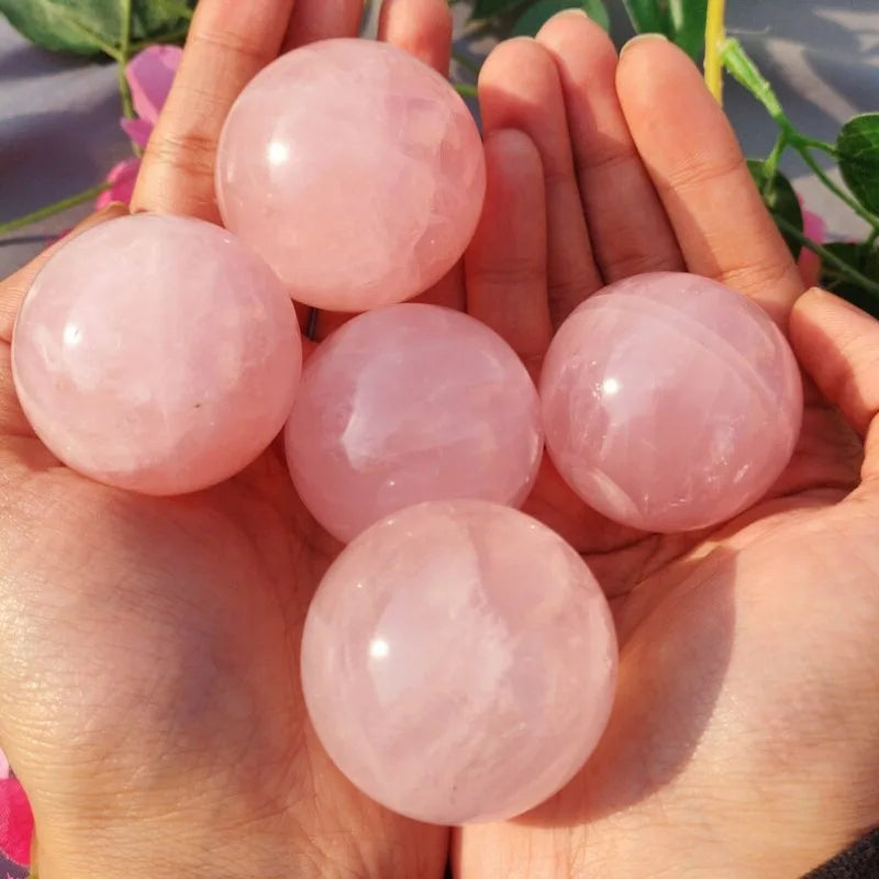 Natural Rose quartz Sphere, Quartz Crystal Ball, Polishing Rose quartz ball by hand, Crystal Healing Divination ball Gift