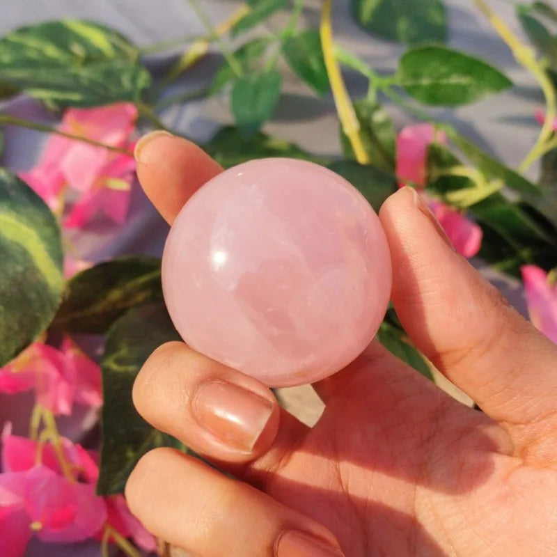 Natural Rose quartz Sphere, Quartz Crystal Ball, Polishing Rose quartz ball by hand, Crystal Healing Divination ball Gift